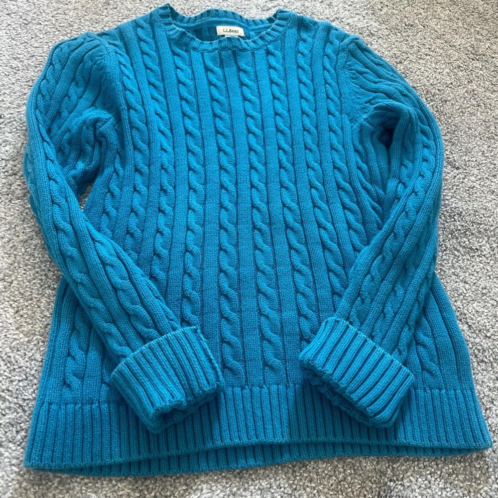 L.L. Bean Teal Cable Knit Sweater